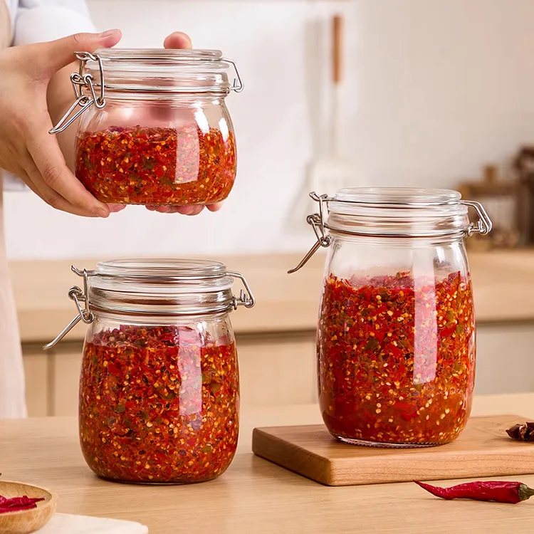 辣椒酱专用罐玻璃密封罐食品级装辣椒酱的空瓶子家用辣椒酱储存罐
