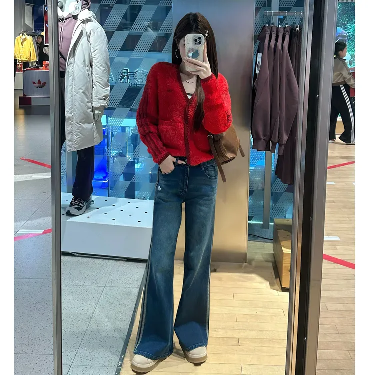 Adidas三叶草WASHED FLAIR PANT新年款水洗修身微喇运动裤KT3174