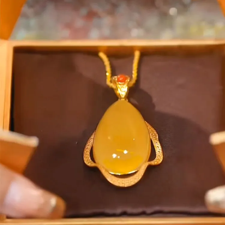 【海洋之心】新款轻奢时尚百搭冰黄复古水滴高端气质优雅节日礼物