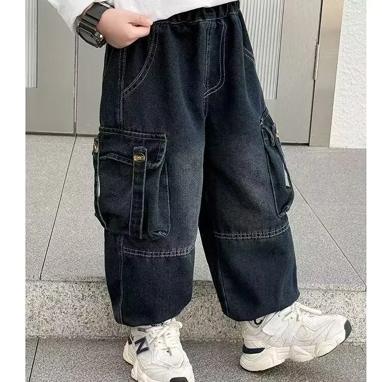 2016-工装牛仔裤-秋季男中腰冬季长裤牛仔裤男童童裤秋装国潮新风