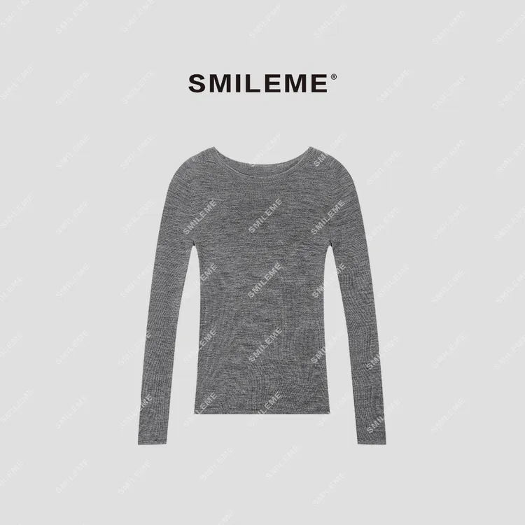 SMILEME【月影听松】‘’100羊毛‘’扬子纱无缝一体打底上衣MK07125410