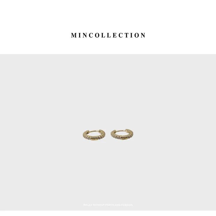 合金锆石耳饰 Min 925纯银耳圈精工小巧满钻耳环