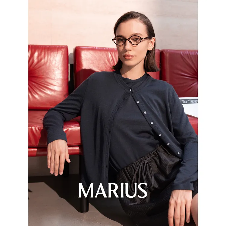 MARIUS【琥珀流光风】“小松果”四季佰搭穿精纺羊毛针织套衫/开衫