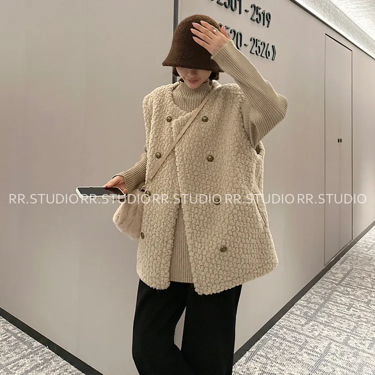 加厚小香风仿羊羔毛孕妇马甲秋冬新款DY1699