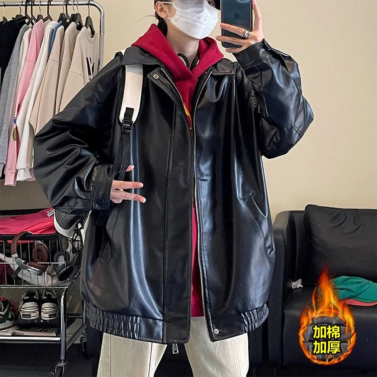常规翻领冬季保暖皮衣男士韩版秋季大码休闲痞帅连帽秋冬季
