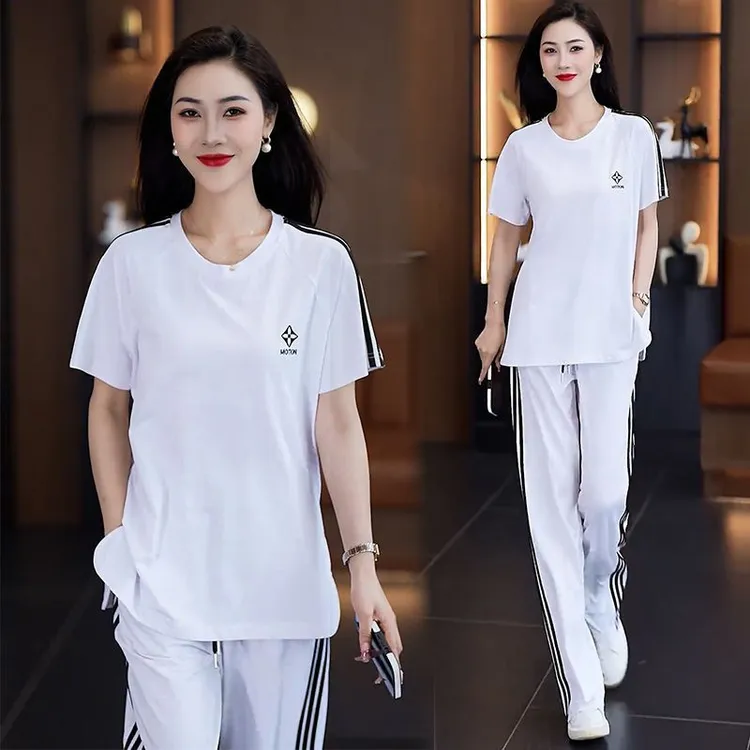 休闲服套装运动女装新款夏季大码胖mm遮肉减龄显瘦