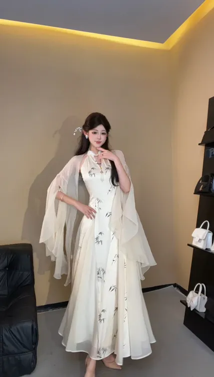 以晗【复古罩衫】清冷感开衫披肩薄外套温婉外披SXQHZ401474