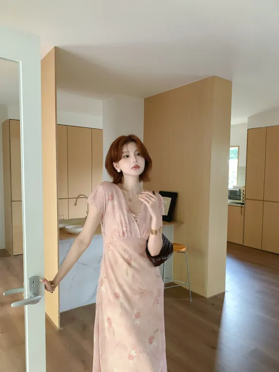 【芝士Cheese】珑蝶涟漪 碎花显瘦气质时尚夏季中长款连衣裙+吊带