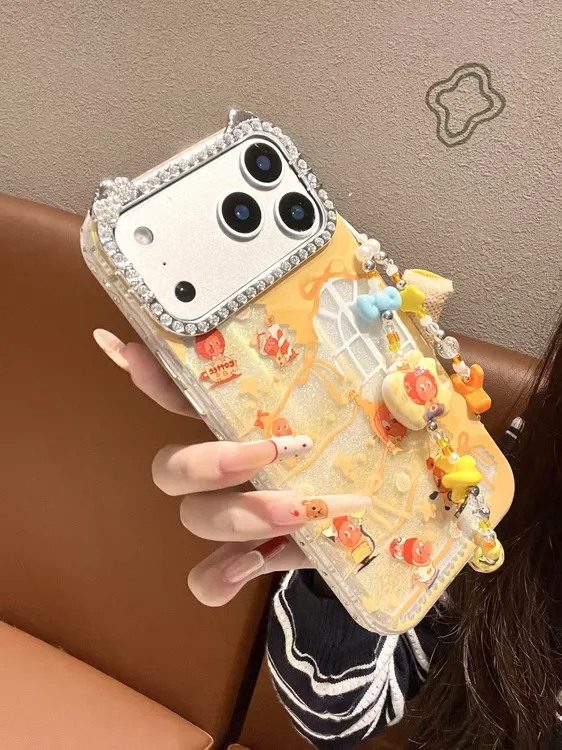 [闪钻边框]kt猫镜头闪粉星星人手机壳适用苹果17promax/16/保护壳