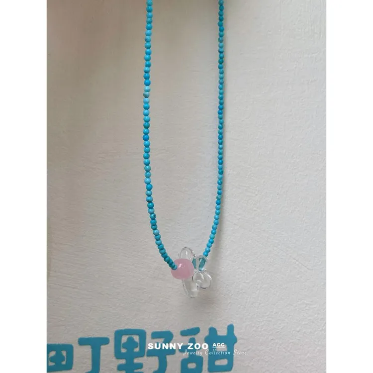 铜合金琉璃项链 夏日琉璃 花朵项链小众韩系ins清新锁骨链百搭