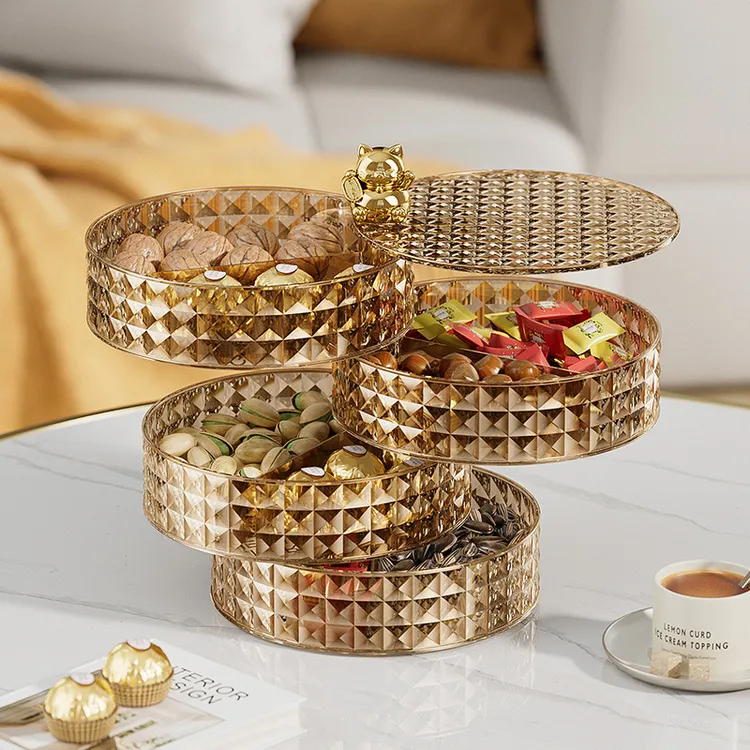 家用客厅茶几奶油风糖果盒高档轻奢点心分格摆放盘零食坚果干果盒