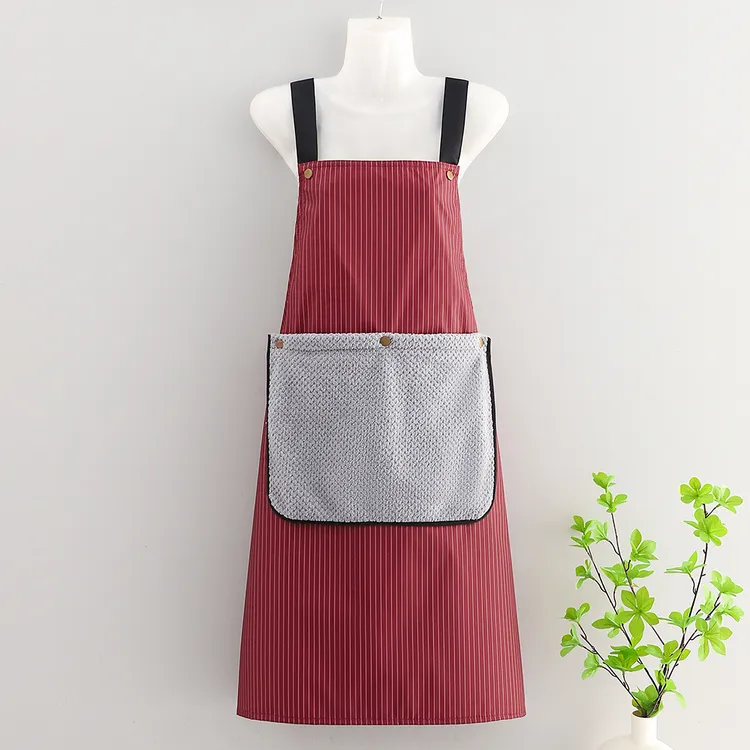 时尚家用可擦手可拆卸防水防油男女同款交叉带围裙可定制logo印字
