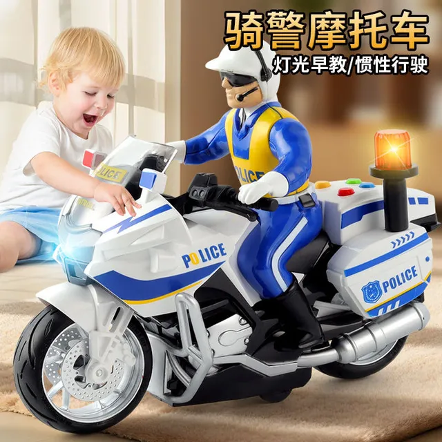 儿童公安警察玩具车巡逻交警摩托车机车惯性仿真模型男孩警车玩具