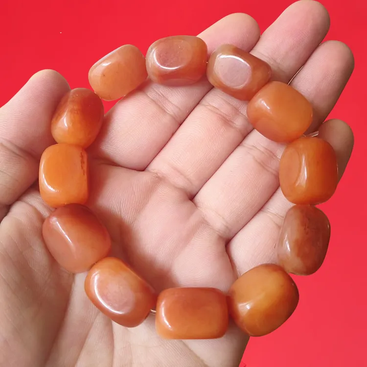 天然新疆金丝玉籽料手串随型珠男士红玉手链正品七夕送男友礼物