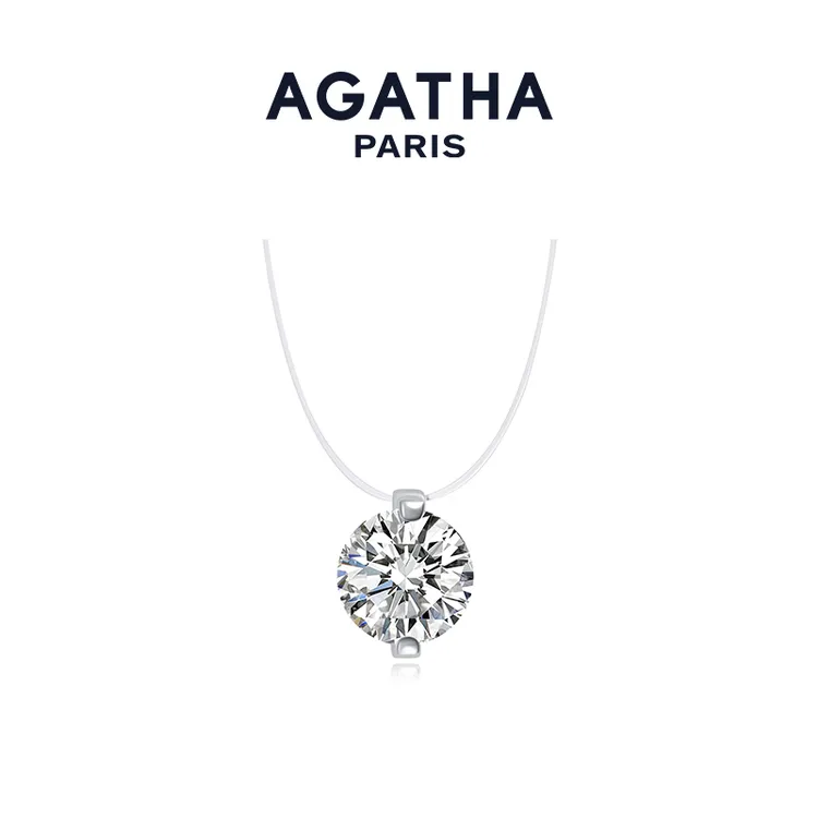 AGATHA 坠链均925银 明星同款轻奢人鱼之泪锁骨项链HD