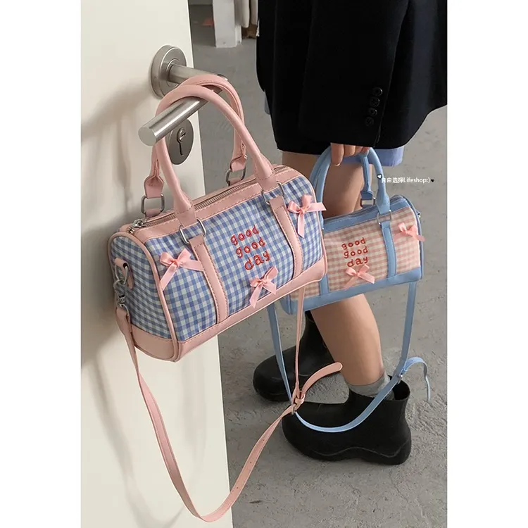 韩系小众手提包包女款2025新款时尚撞色枕头包百搭上班通勤斜挎包