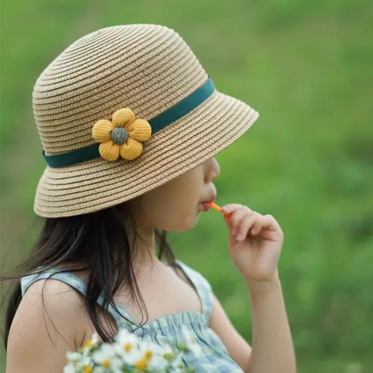 儿童防晒帽夏天亲子宝宝遮阳帽子女童渔夫帽母女沙滩草帽新款凉帽