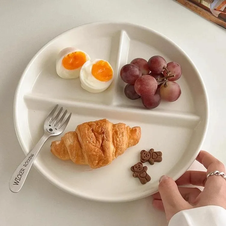 211分格餐盘大人减脂减肥专用分餐盘陶瓷餐具分食早餐分隔盘子TJ