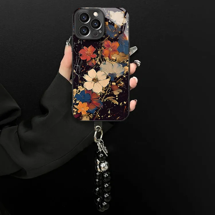 电镀玻璃适用苹果/oppo/华为/vivo/小米/高级感油画花创意手机壳