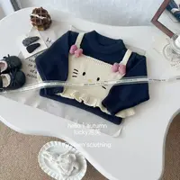 【lucky泡芙】时髦精！女童可爱Kt假两件针织毛衣秋冬韩版百搭毛衣潮