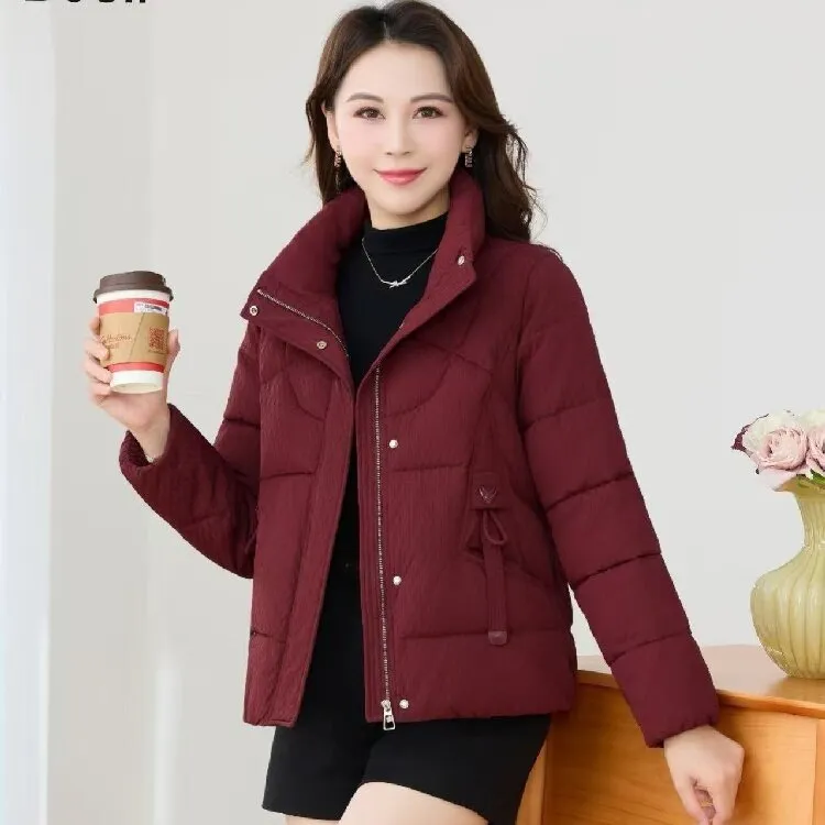 冬季女棉服2025年新款韩版立领免洗短款妈妈棉衣小个子保暖外套潮