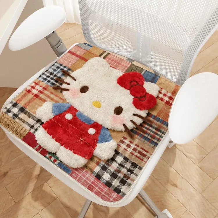 【买一送一】可爱KT猫毛绒坐垫卡通办公室久坐椅垫学生屁垫柔软垫子