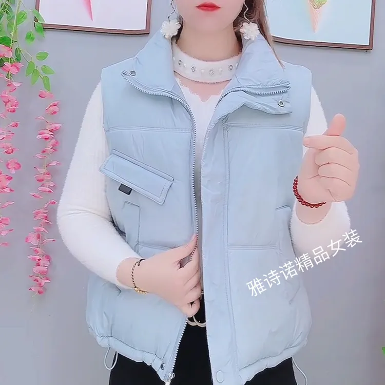 短款气质棉服马甲外穿2025冬季百搭时尚爆款女士立领无袖马夹外套