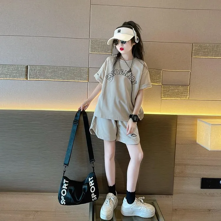 FAVMARTHA女童短裤套装夏季2025新款儿童短袖夏装女孩大童夏款潮