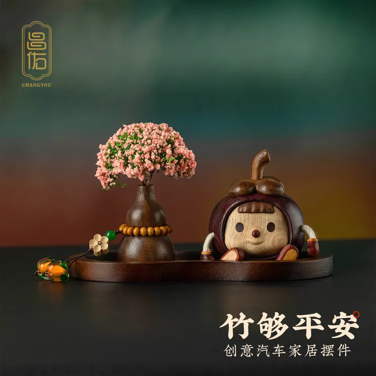 创意娃娃汽车可爱人偶胡桃木男士高端中控台汽车车上饰品高级
