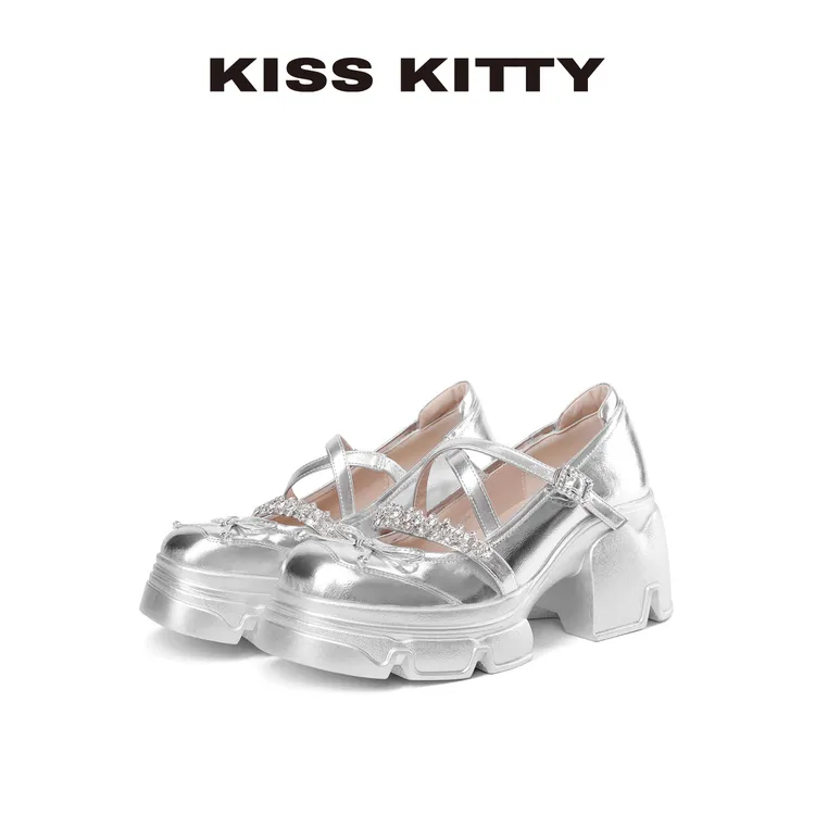 Kiss Kitty甜酷JK女孩~运动芭蕾玛丽珍厚底女单鞋精致珍珠一字带