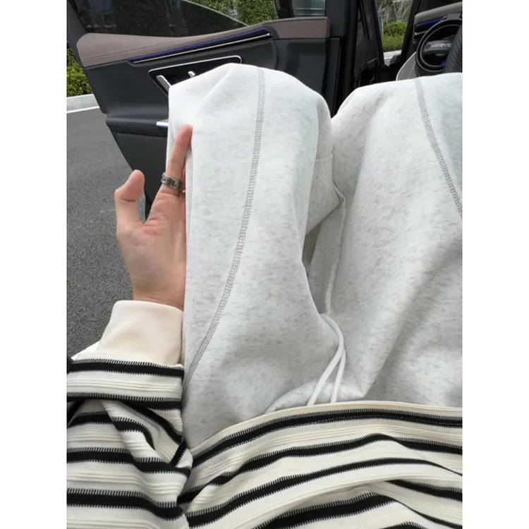 白花灰明线弯刀卫裤男款秋季设计感垂感阔腿裤子显瘦运动休闲长裤