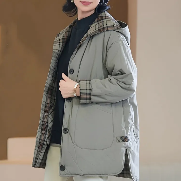 气质妈妈冬装两面穿棉服女秋冬季防风女装中长款宽松保暖中年棉衣