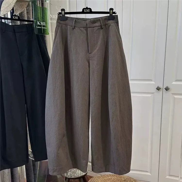 高级感气质韩系阔腿弯刀裤2025秋季新款时尚简约宽松显瘦休闲长裤