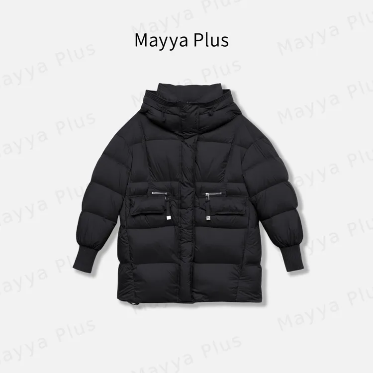 【丹麦雪境】Mayya Plus麦芽定制气质显瘦流光风中长羽绒服32546932