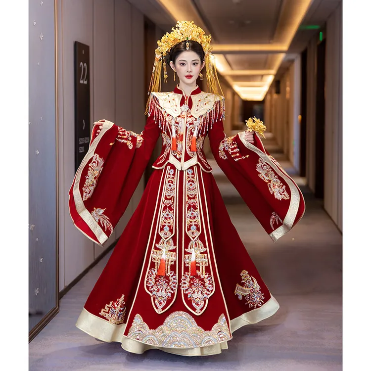 明制秀禾服新娘2025新款结婚中式婚纱重工凤冠霞披出阁服嫁衣春夏