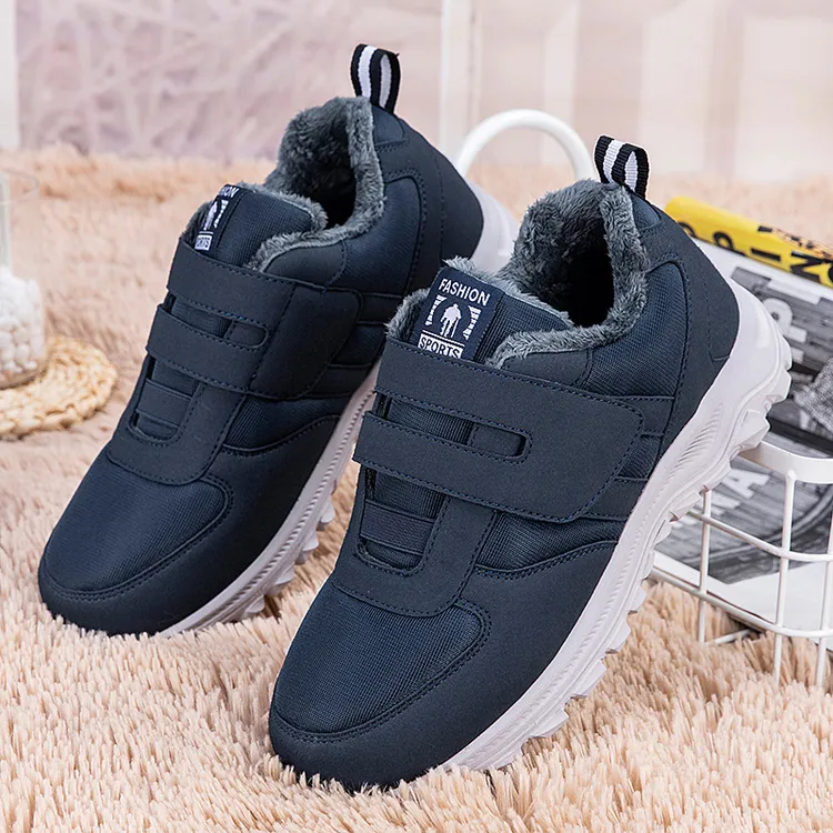 中老年安全老人鞋男冬季加绒加厚防滑爸爸棉鞋中老年运动健步鞋女
