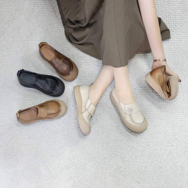 5521秋季单鞋民族风款真皮复古防滑厚底舒适时尚乐福鞋平底百搭