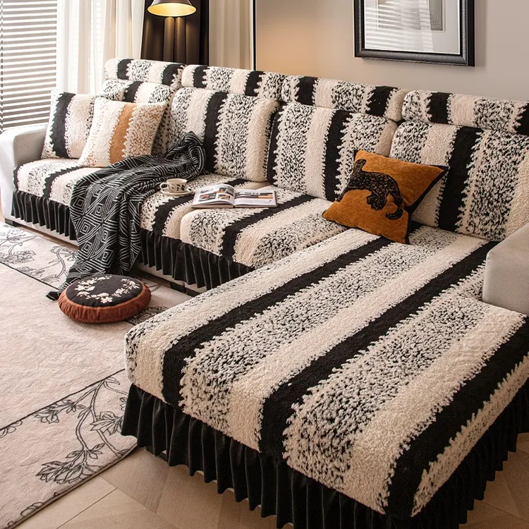 洱峰复古高级感三座一贵妃沙发套罩2025新款秋冬毛绒全包万能套笠