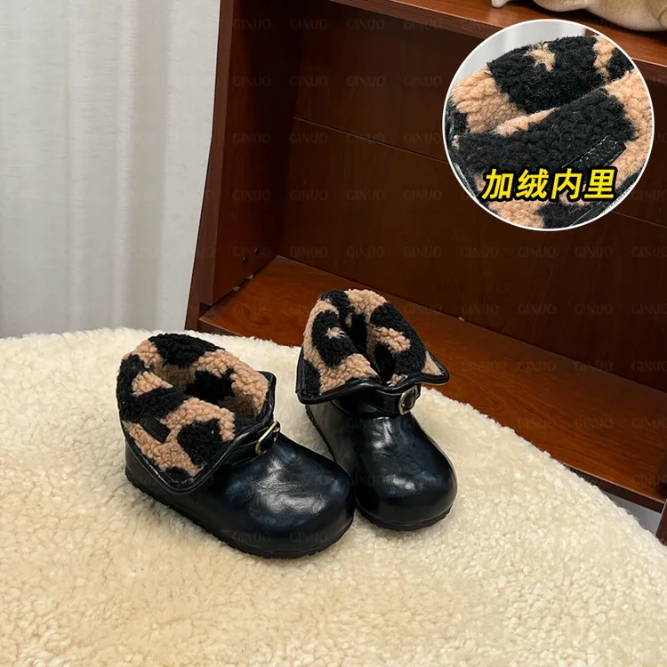 奇诺鼠宝宝鞋两船加绒加厚保暖冬季雪地靴大棉时尚软底防滑1097M