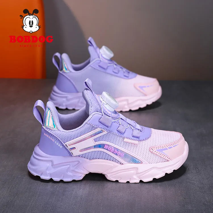 巴布豆童鞋女童双网运动鞋学生2025新款跑步鞋女孩夏季单网老爹鞋