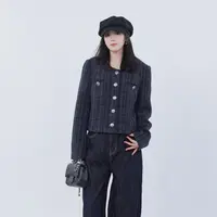 三福 秋季短款时尚显瘦毛呢洋气百搭小香风外套 511174