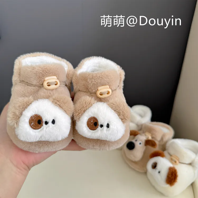 冬季婴儿鞋子加绒保暖鞋袜防掉男女宝宝3-6-12月加厚绒软底不掉鞋