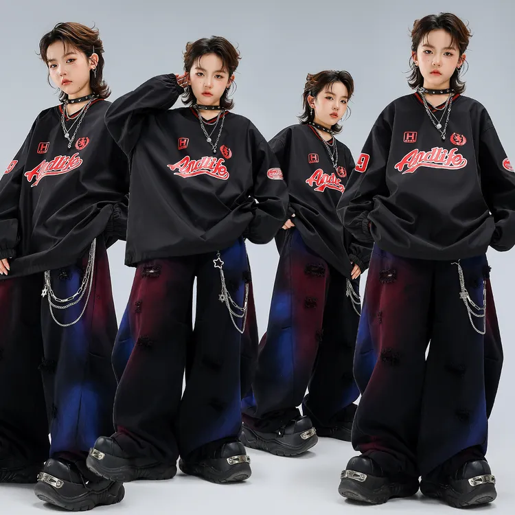 街舞儿童潮服男童嘻哈潮酷表演服装少儿帅气hiphop女童元旦演出服