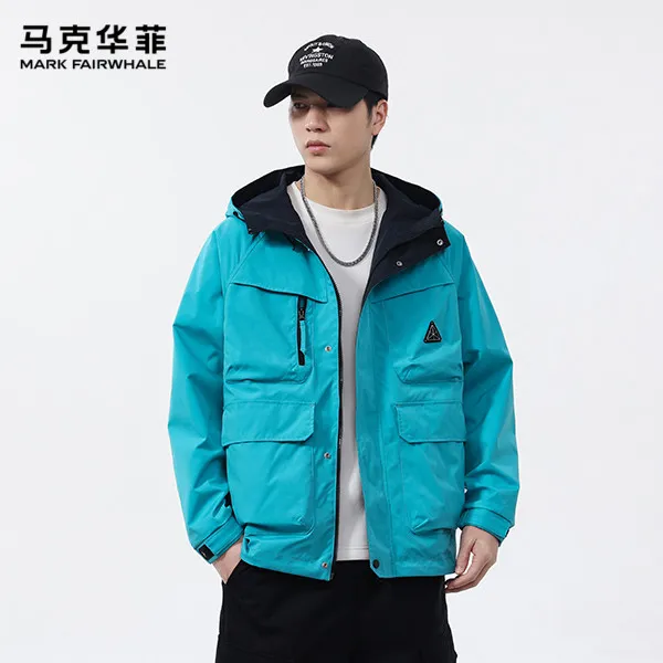马克华菲秋季防风连帽双面穿夹克男户外宽松运动休闲潮流情侣外套