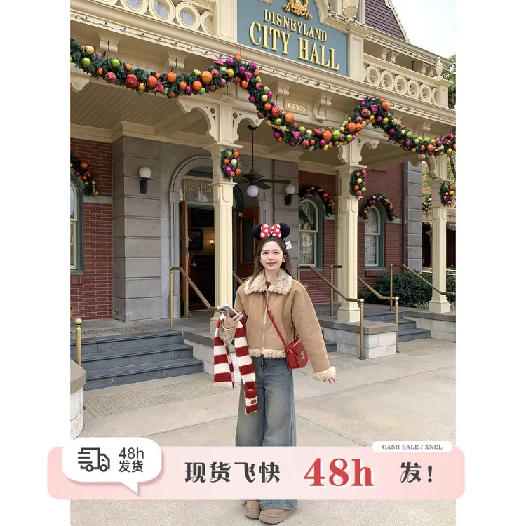 陳文文xenl【焦糖威士忌】冬季美拉德皮毛一体毛绒保暖外套女MP3117