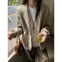 宋正恩9/29 10:00AM上新【燕麦色条纹宽松版连帽卫衣外套】可提前