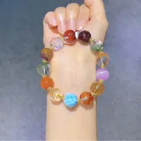 【时来正好】顶配水晶能量石，多种宝石集合 超七发晶绿幽灵多宝手串