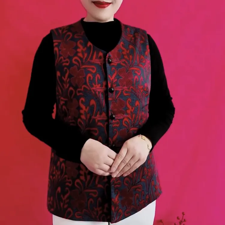 中老年奶奶春秋新款洋气宽松大码马甲坎肩上衣马夹