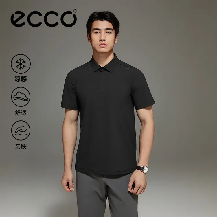 ECCO高尔夫POLO衫男 26新款夏季亲肤凉感短袖T恤ES263T066M