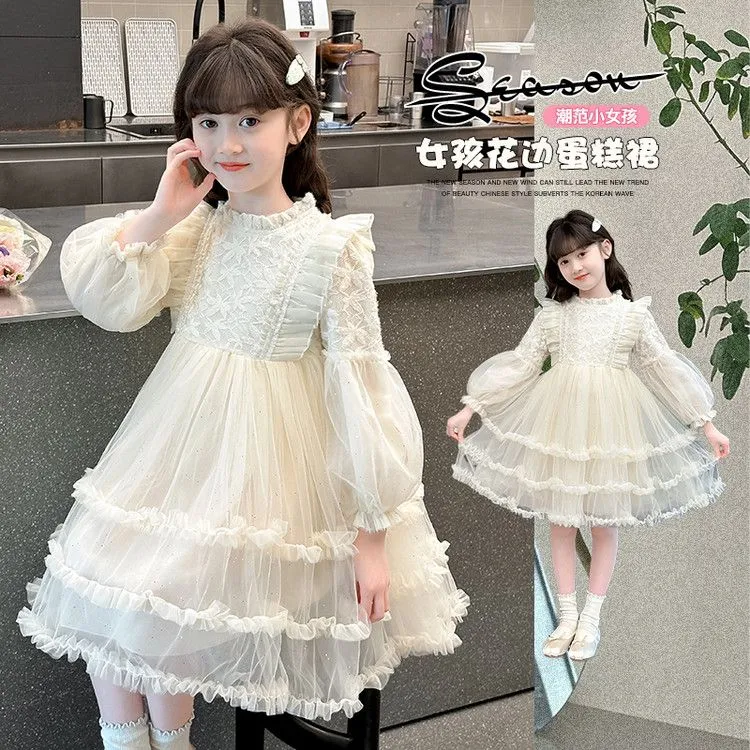 女童洛丽塔连衣裙春秋2024新款洋气纱裙儿童公主裙女宝宝春装裙子